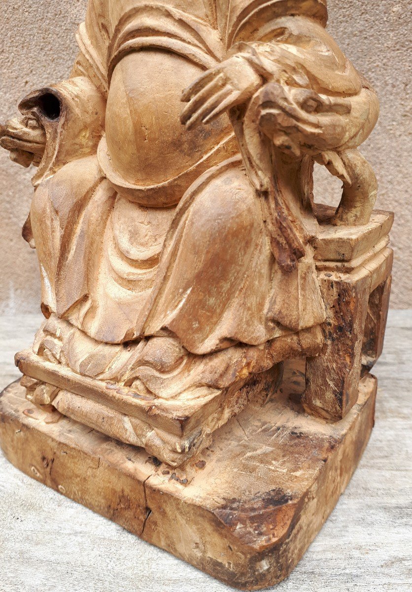 Statue De Déité En Bois, Chine époque Ming-photo-7