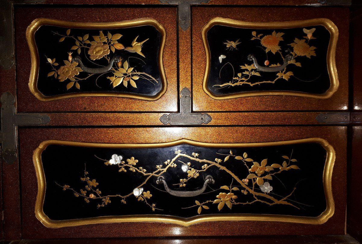  Cabinet Japonais En Laque Et Shibayama, Japon époque Meiji-photo-7