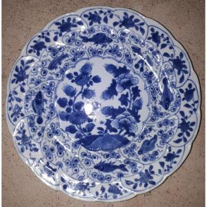 Assiette Chinoise Bleu Blanc, Chine époque Kangxi