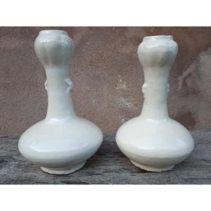 Paire De Vases Monochromes Chinois, Chine Dynastie Ming