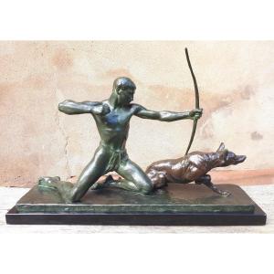 Grande Sculpture En Bronze Art Déco, Par Louis Riché