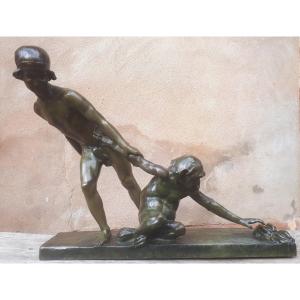 Important Art Deco Bronze Sculpture, By Jean Verschneider