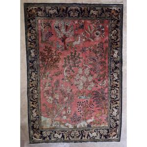 Tapis d'Orient Ghoum / Ghom en soie noué main, Iran vers 1950
