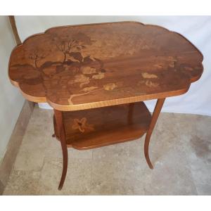 Gallé Art Nouveau Table With Hellebore Decor