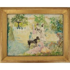 Marguerite Aers, élégantes Au Parc (# Impressionisme, Belle époque, Renoir)
