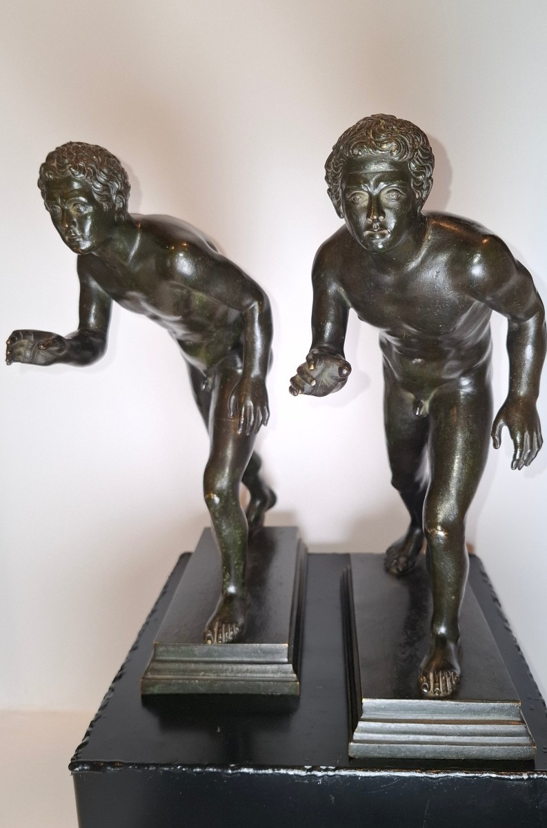 Pair Of Bronze Runners From The Grand Tour After The Antique 