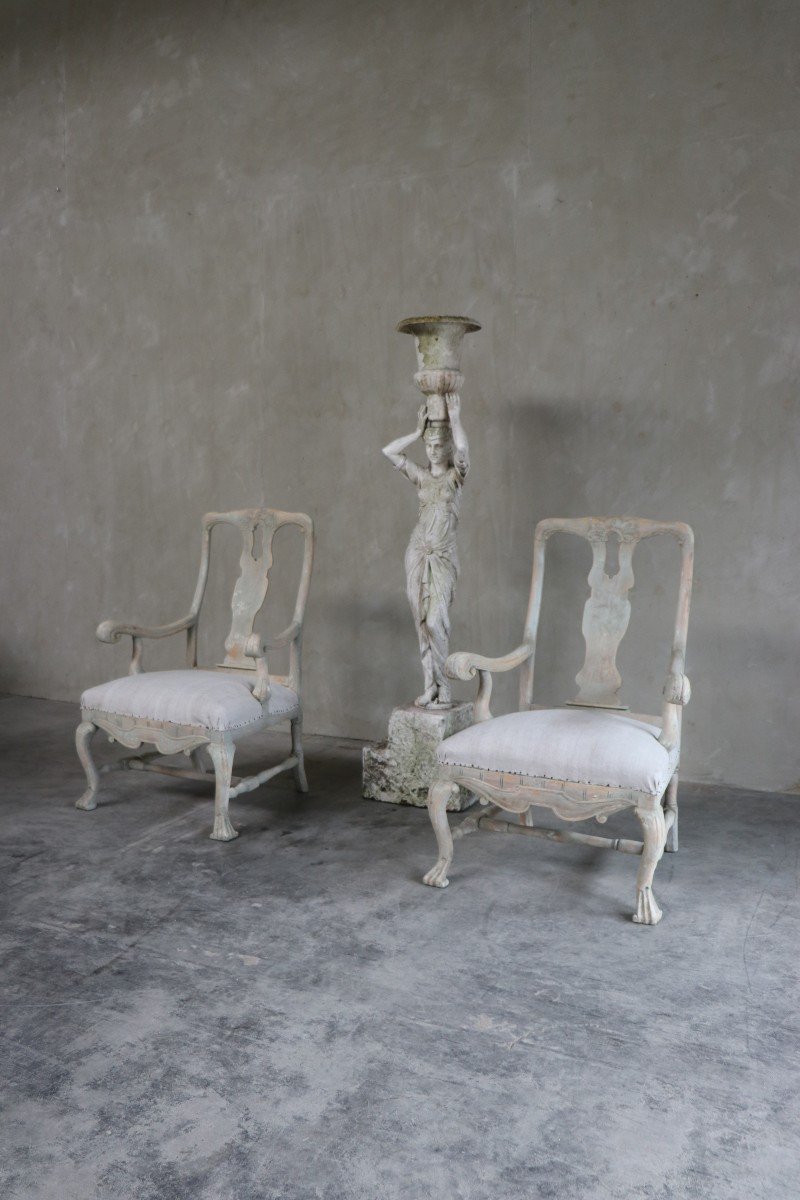 Paire De Fauteuils Gustavienne -photo-5