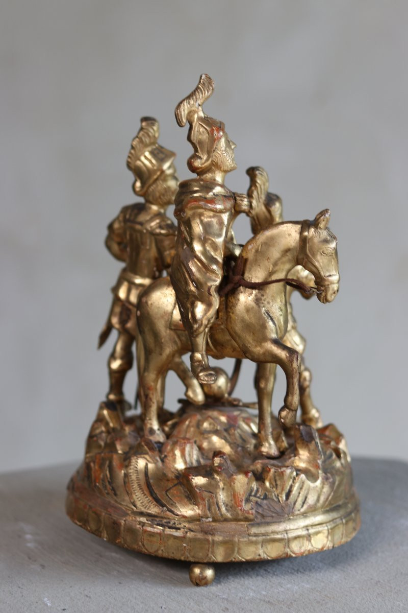 Gilded Wooden Cavalry Group-photo-4