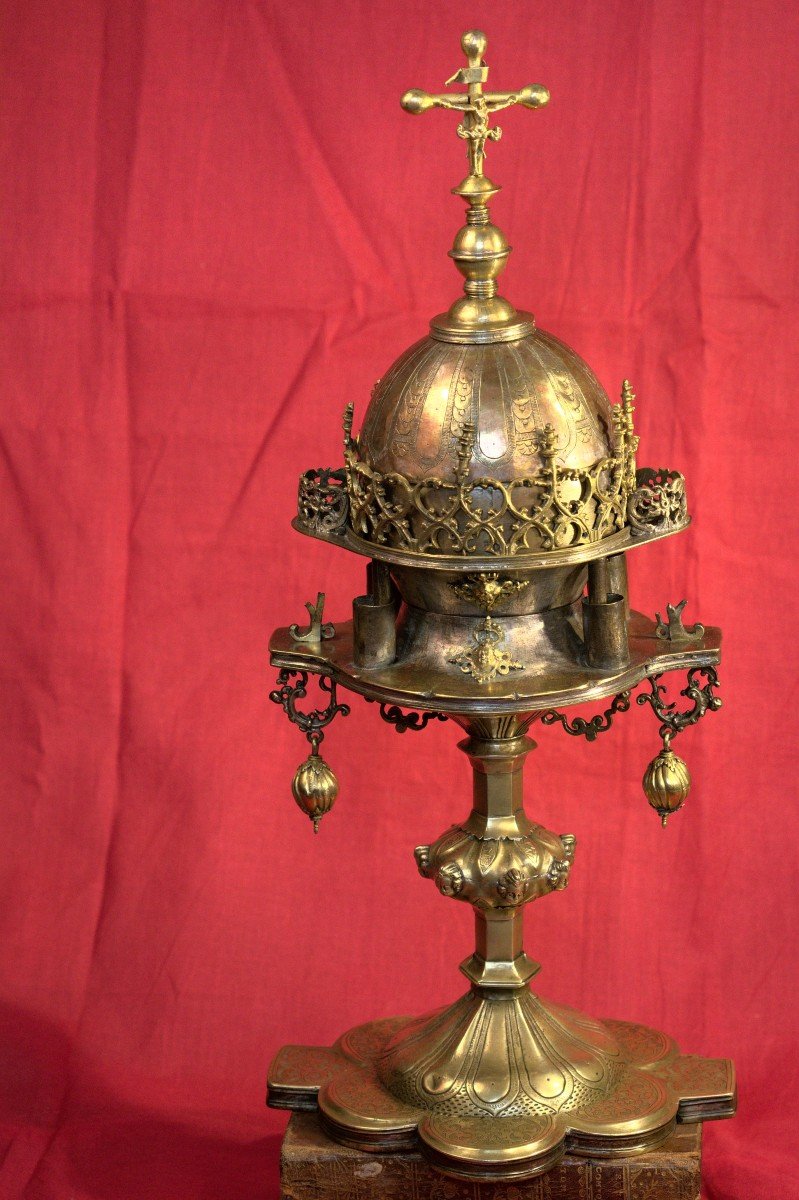 Big Reliquary - Brass & Copper  - 16th Century - Haute époque-photo-2