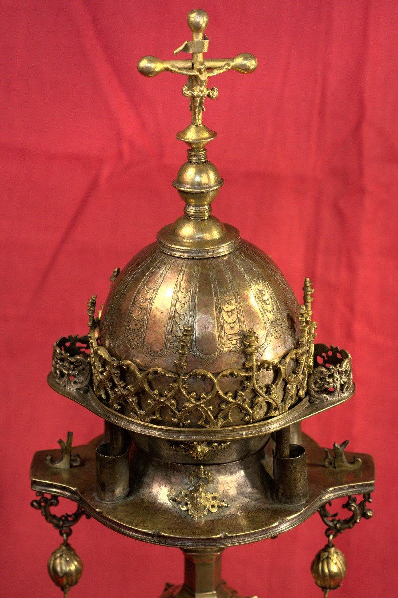 Big Reliquary - Brass & Copper  - 16th Century - Haute époque-photo-2