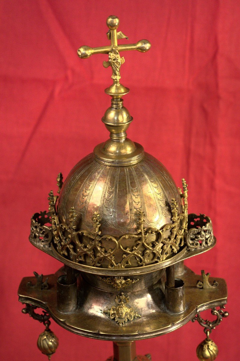 Big Reliquary - Brass & Copper  - 16th Century - Haute époque-photo-4