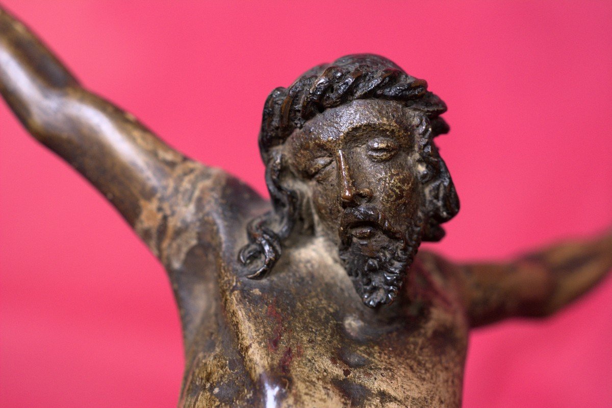 Christ En Bois Polychrome - XVIIe Siècle 17e - Haute époque - Corpus Christi - Crucifix -photo-4