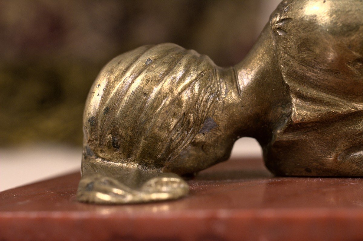 Bronze Statuette - Recumbent Statue Of Saint Cecilia - After Stefano Maderno - Baroque - 19th-photo-5