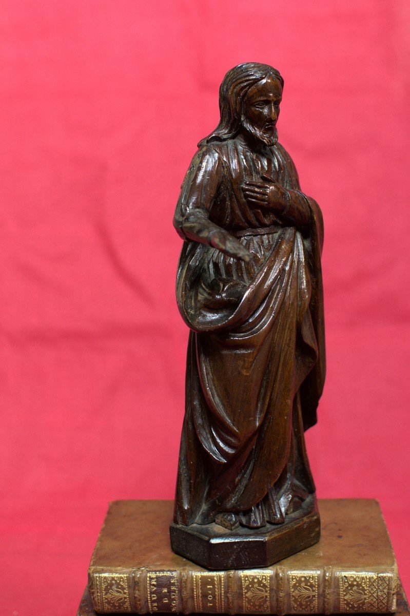 Statuette En Bois - Christ ou Saint - XVIIIe 18e Siècle - Statue Religieuse Sculpture-photo-3