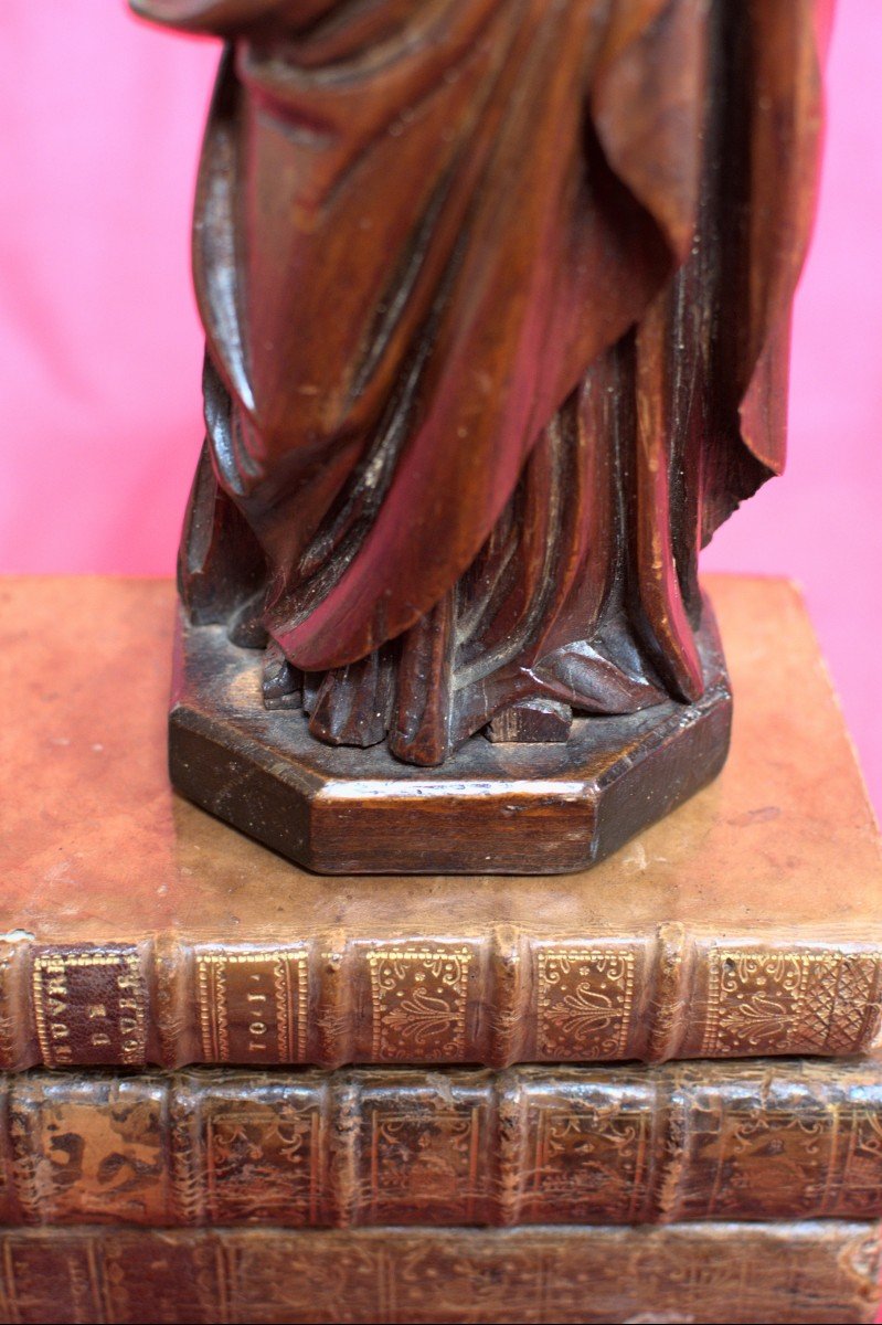 Statuette En Bois - Christ ou Saint - XVIIIe 18e Siècle - Statue Religieuse Sculpture-photo-7