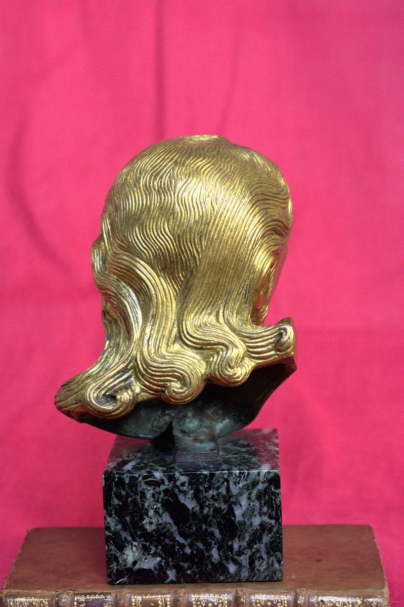 Buste Du Christ En Bronze Doré - Style Médiéval  - d'après Le Christ De Herlufsholm - XXe 20e -photo-1