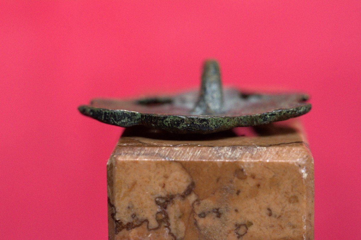 Insigne Médiéval - Bouton Gothique En Bronze - Saint Jean Evangéliste - XIV XVe 14e 15e Siècle-photo-4
