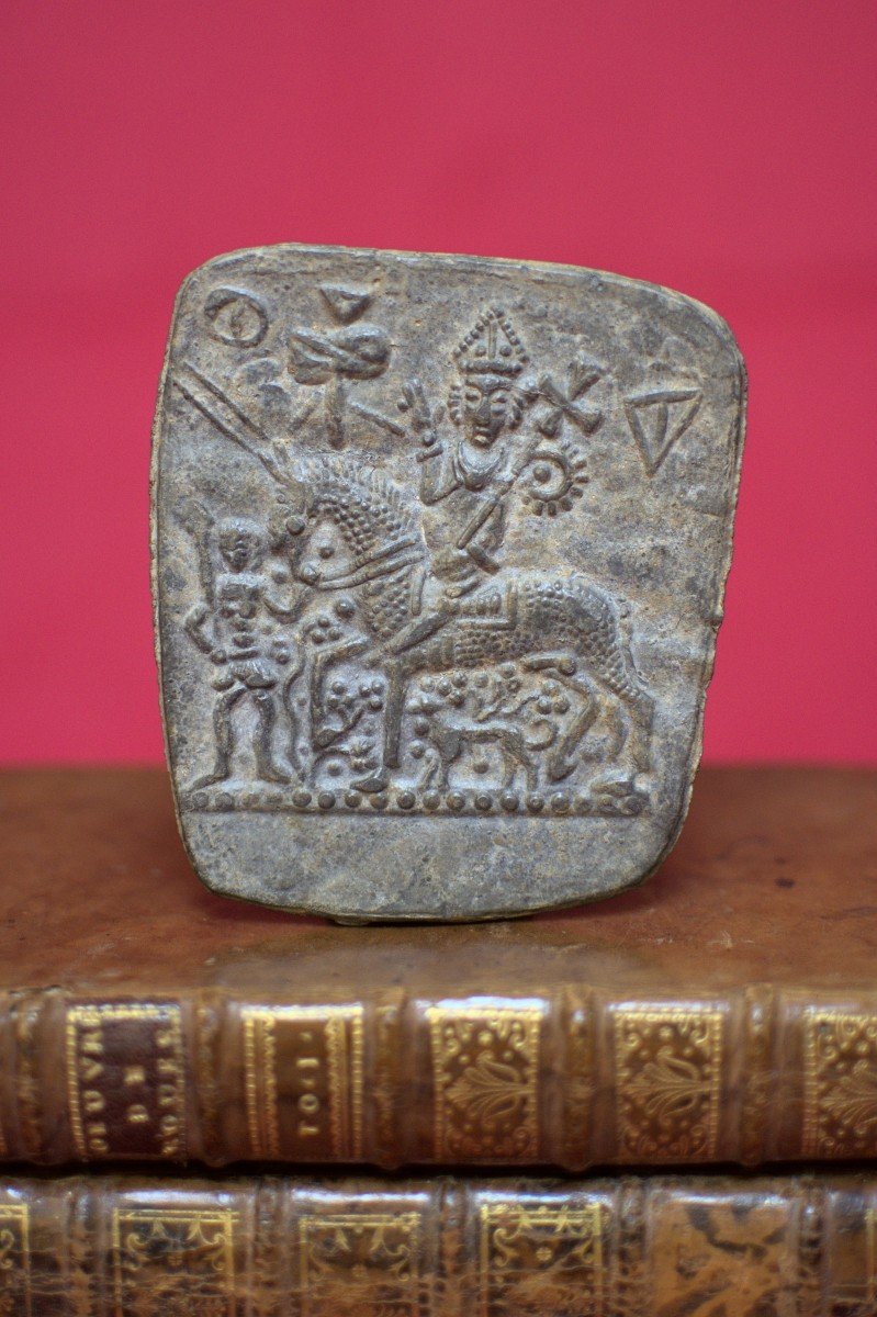 Bas-relief Médiéval - Saint Eloi - Plomb - XIVe XVe 14e 15e Siècle - Haute Epoque 14 15