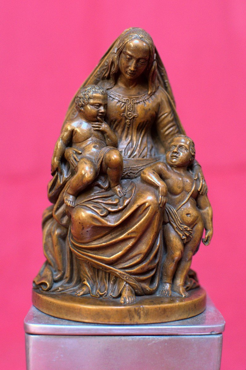 Vierge à l'Enfant Et Saint Jean-baptiste - Dragon - Statuette En Bois - XIXe 19e Siècle 19-photo-3