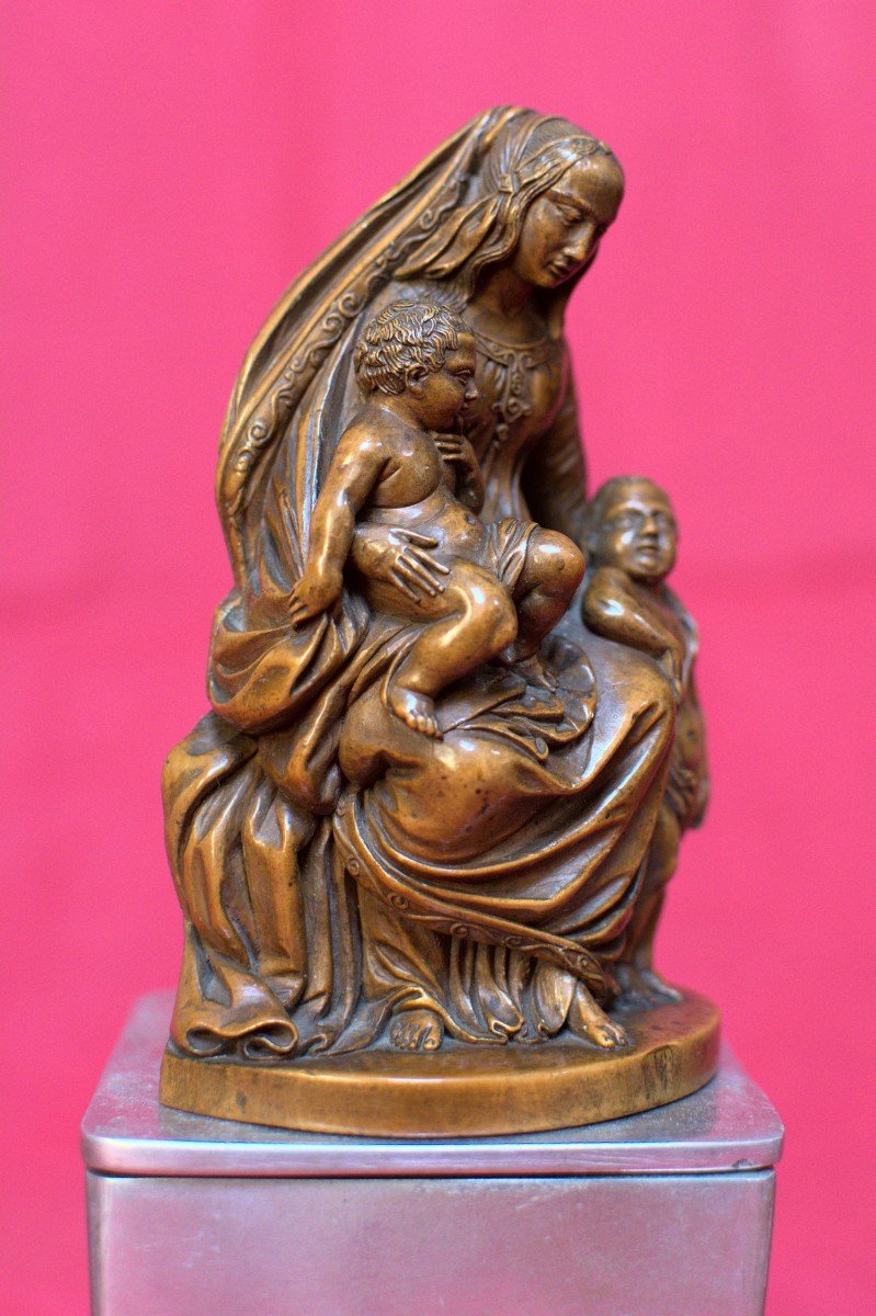 Vierge à l'Enfant Et Saint Jean-baptiste - Dragon - Statuette En Bois - XIXe 19e Siècle 19-photo-1