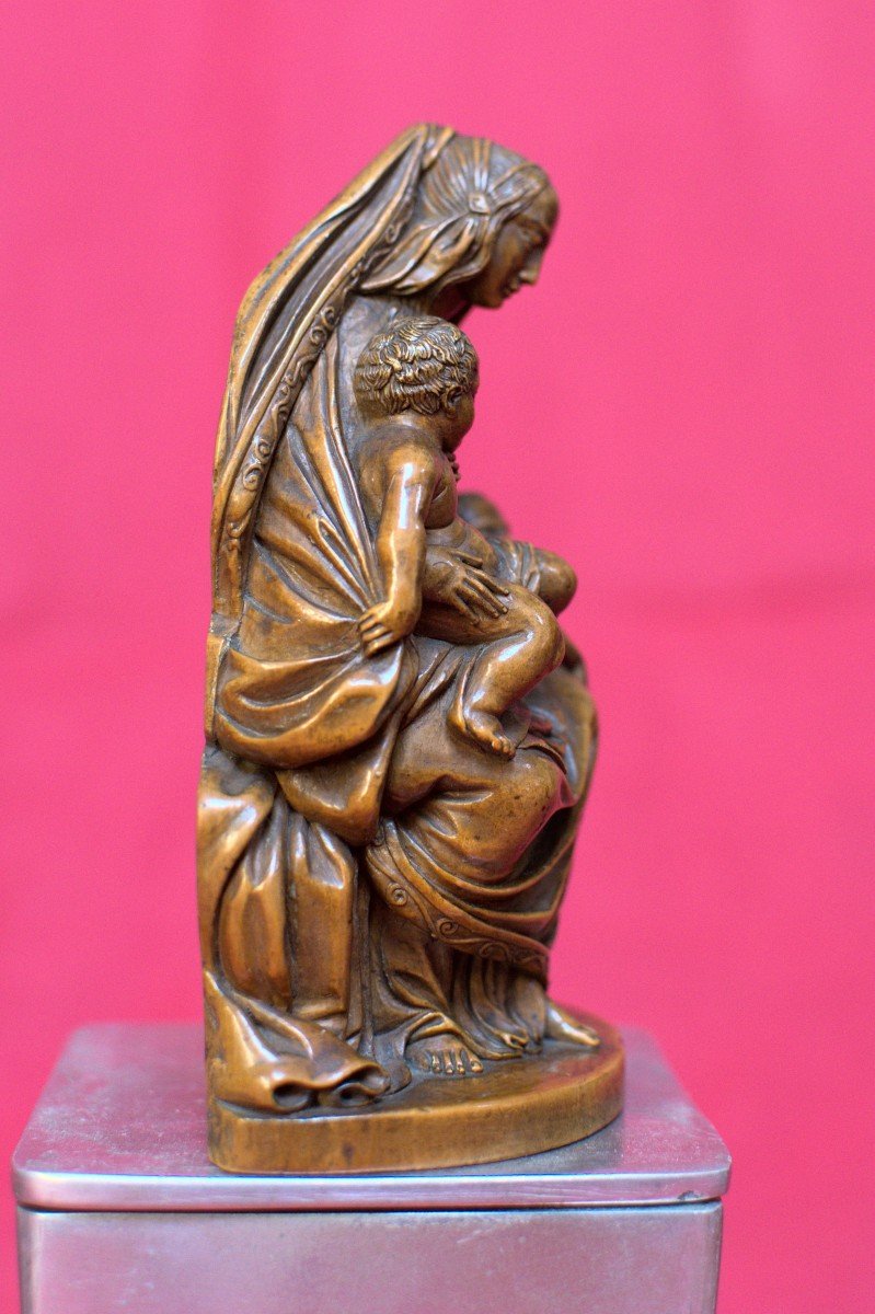 Vierge à l'Enfant Et Saint Jean-baptiste - Dragon - Statuette En Bois - XIXe 19e Siècle 19-photo-2