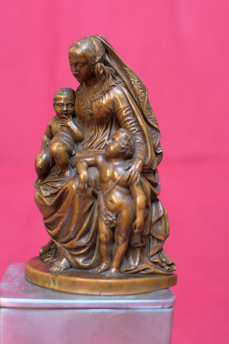 Vierge à l'Enfant Et Saint Jean-baptiste - Dragon - Statuette En Bois - XIXe 19e Siècle 19-photo-4