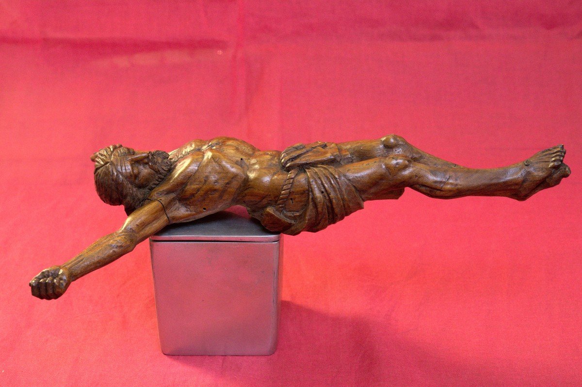 Christ Crucifix - Corpus Christi - Wood - 18th Century - Religious Sculpture 18-photo-4