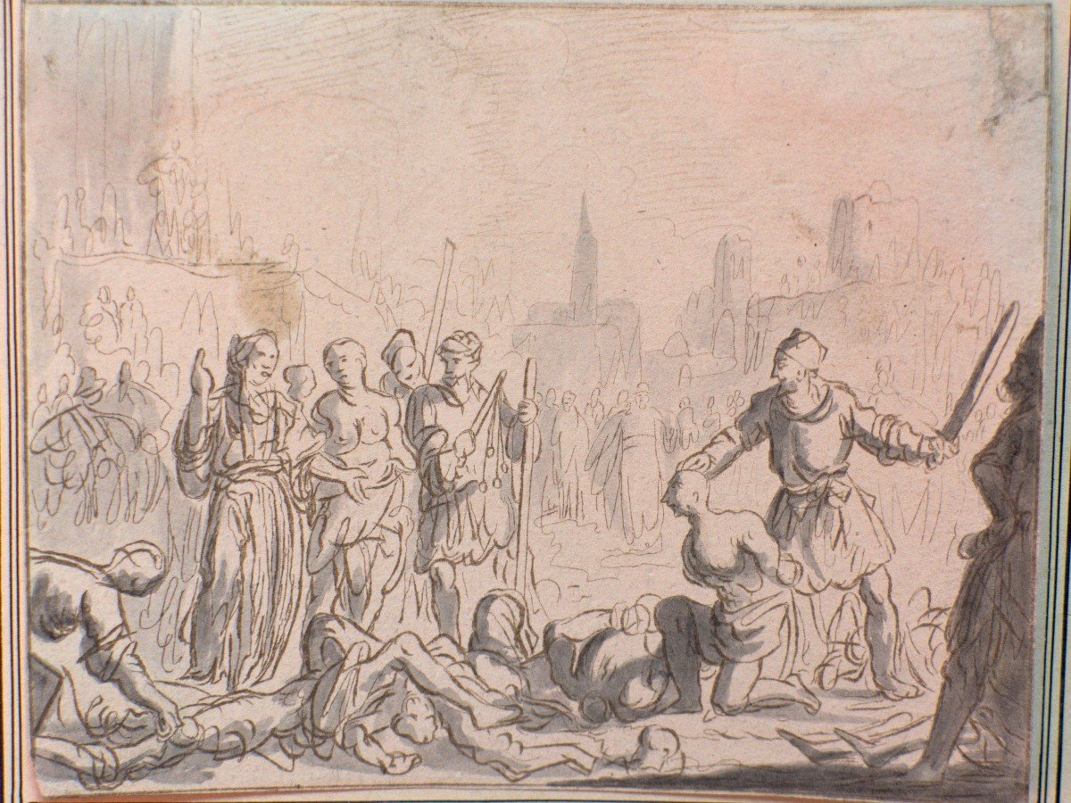 Ink Drawing - Ernst Bagelaar - The Martyrdom Of Felicitas & Her Seven Sons - 1805 19th Century-photo-2