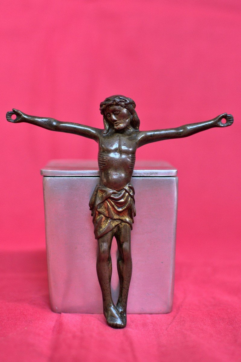 Christ With Six Fingers - Crucifix - Corpus Christi - Bronze - 15th Century Haute Epoque 15