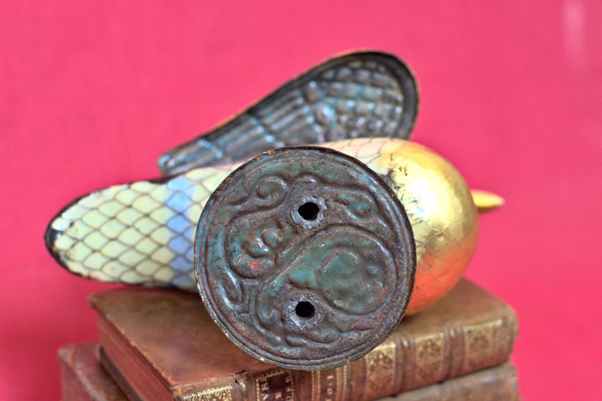 Eucharistic Dove - Medieval Style - Enameled And Gilded Copper - 19th Century 19 Enamels-photo-6