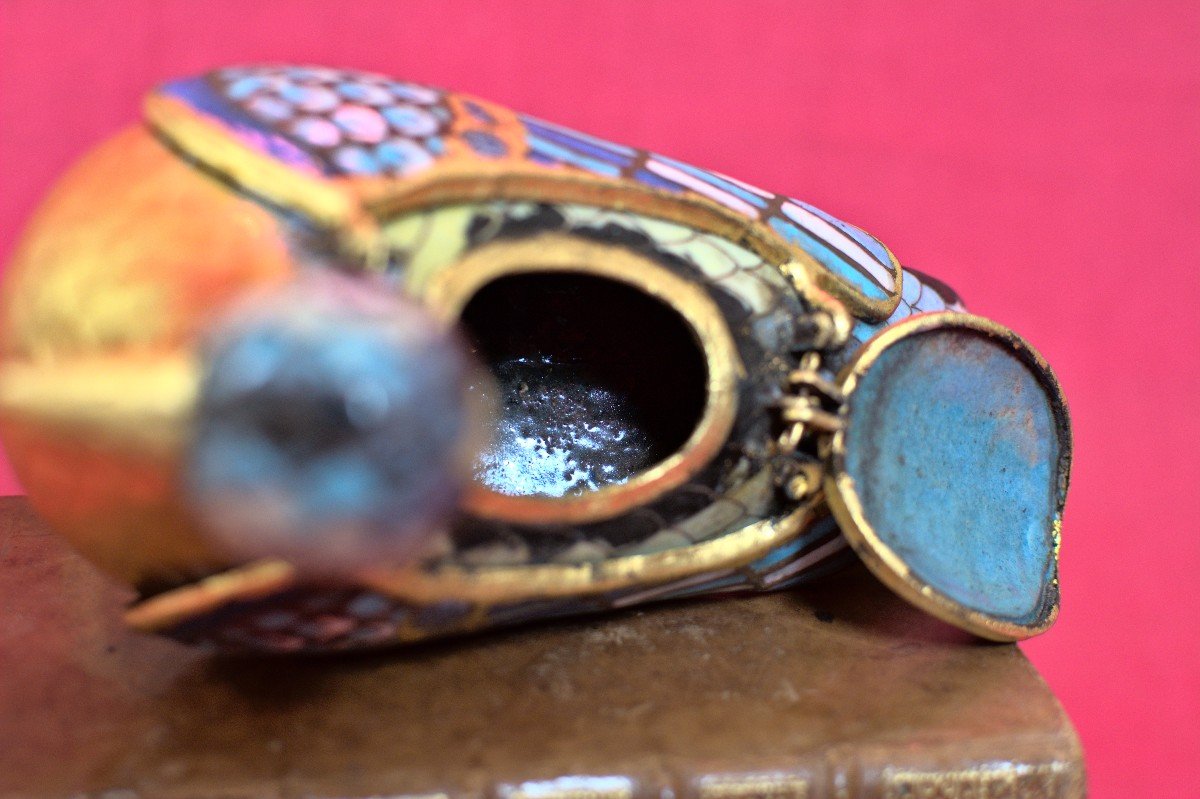 Eucharistic Dove - Medieval Style - Enameled And Gilded Copper - 19th Century 19 Enamels-photo-7