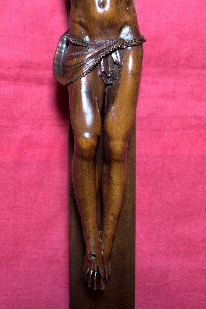 Large Wooden Crucifix - 19th Century - Christ Corpus Christi Cross - 19 Religious Sculpture-photo-4