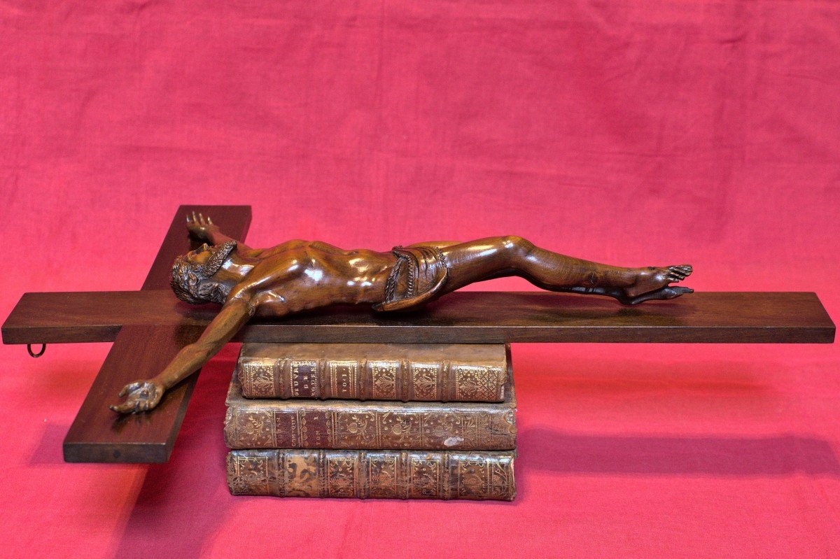 Large Wooden Crucifix - 19th Century - Christ Corpus Christi Cross - 19 Religious Sculpture-photo-3