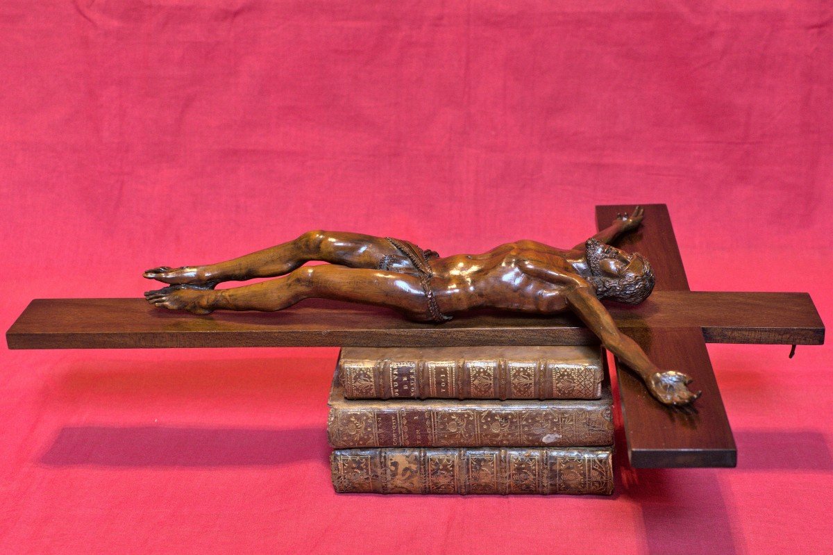 Large Wooden Crucifix - 19th Century - Christ Corpus Christi Cross - 19 Religious Sculpture-photo-4