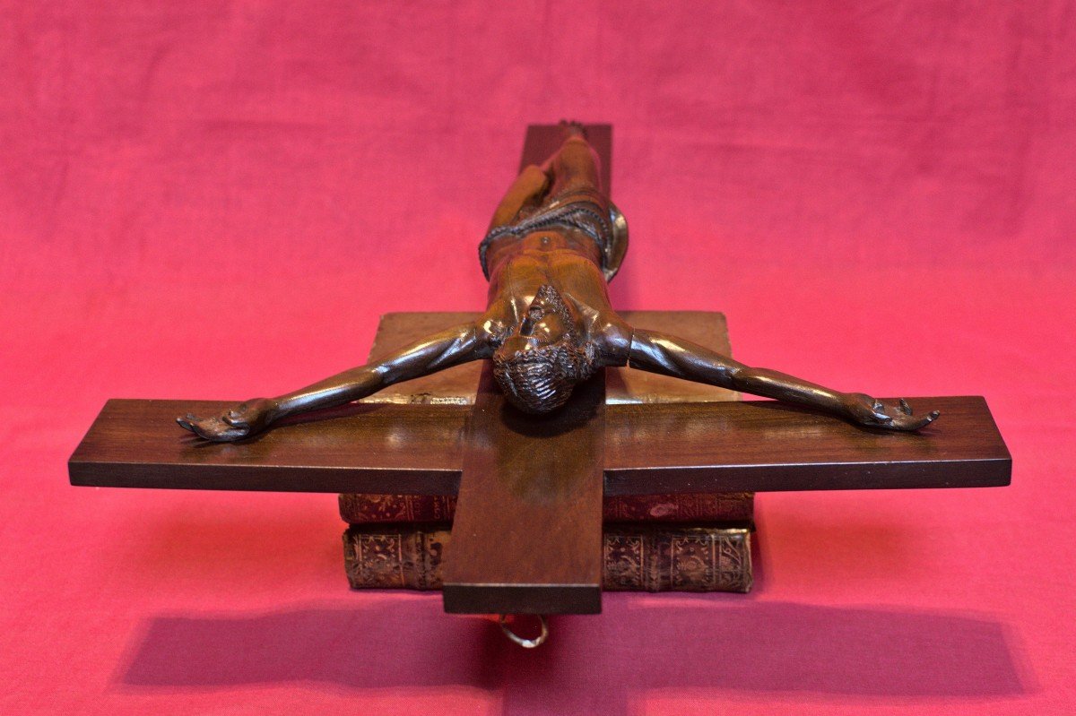 Large Wooden Crucifix - 19th Century - Christ Corpus Christi Cross - 19 Religious Sculpture-photo-5