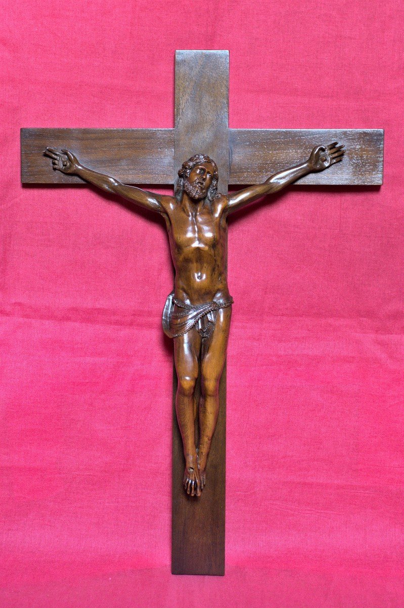 Large Wooden Crucifix - 19th Century - Christ Corpus Christi Cross - 19 Religious Sculpture