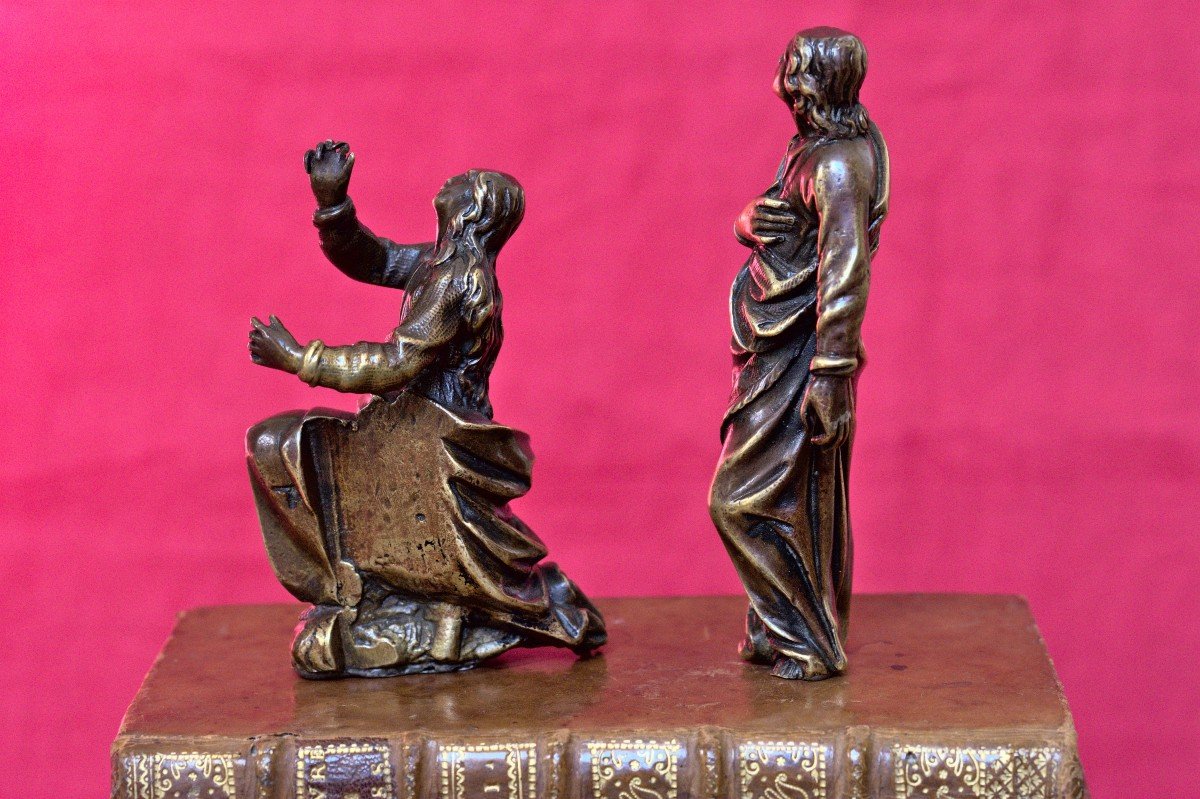 2x Statuette De Calvaire - Bronze - Saint Jean & Marie Madeleine  - XVIIIe 18e Siècle 18 -photo-3