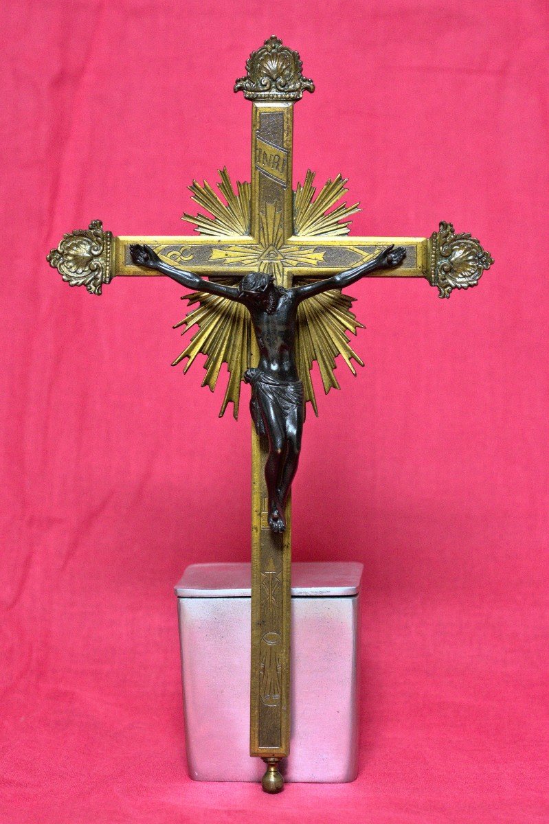 Grande Croix Reliquaire - 25 Reliques Remarquables - Bronze Doré - XIXe 19e Siècle 19 religion-photo-2