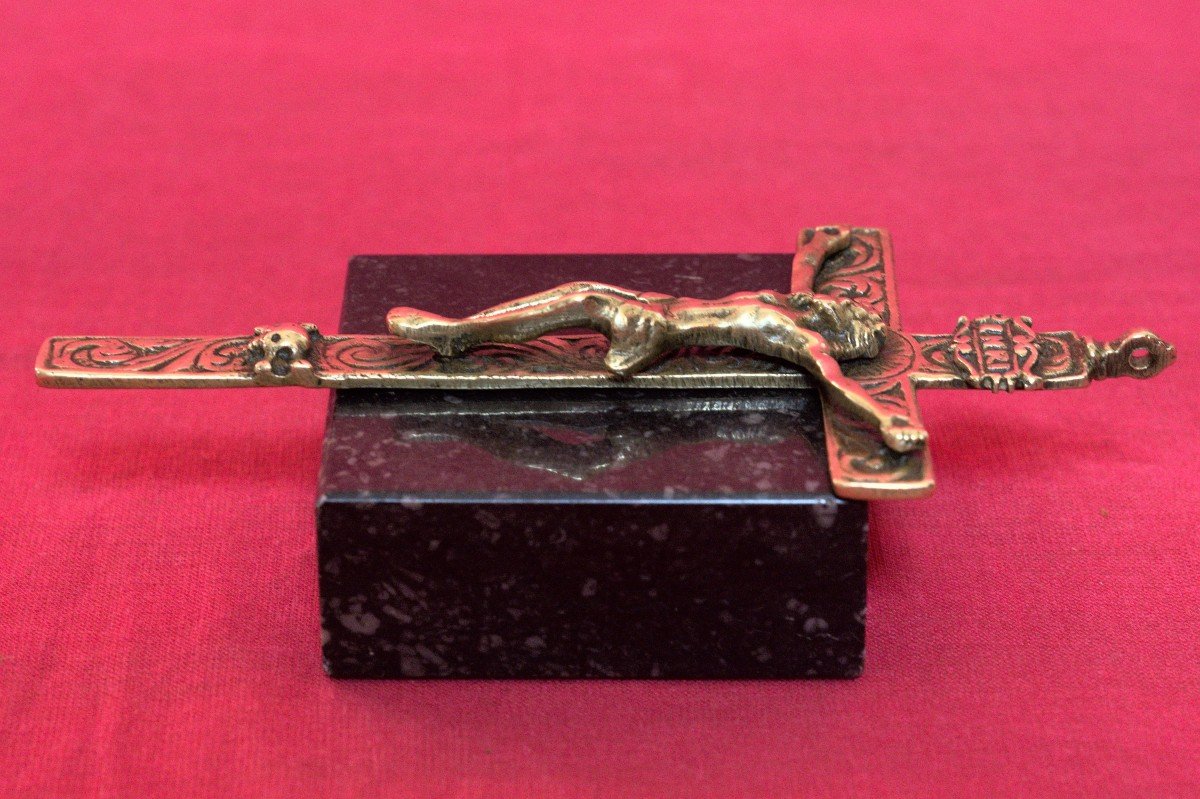 Croix Pectorale  - Bronze - XVIIe 17e Siècle - 17 Religion Crucifix Art Religieux Haute Epoque-photo-4