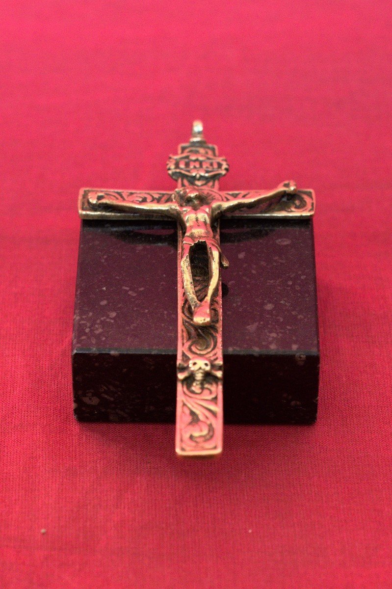 Croix Pectorale  - Bronze - XVIIe 17e Siècle - 17 Religion Crucifix Art Religieux Haute Epoque-photo-1