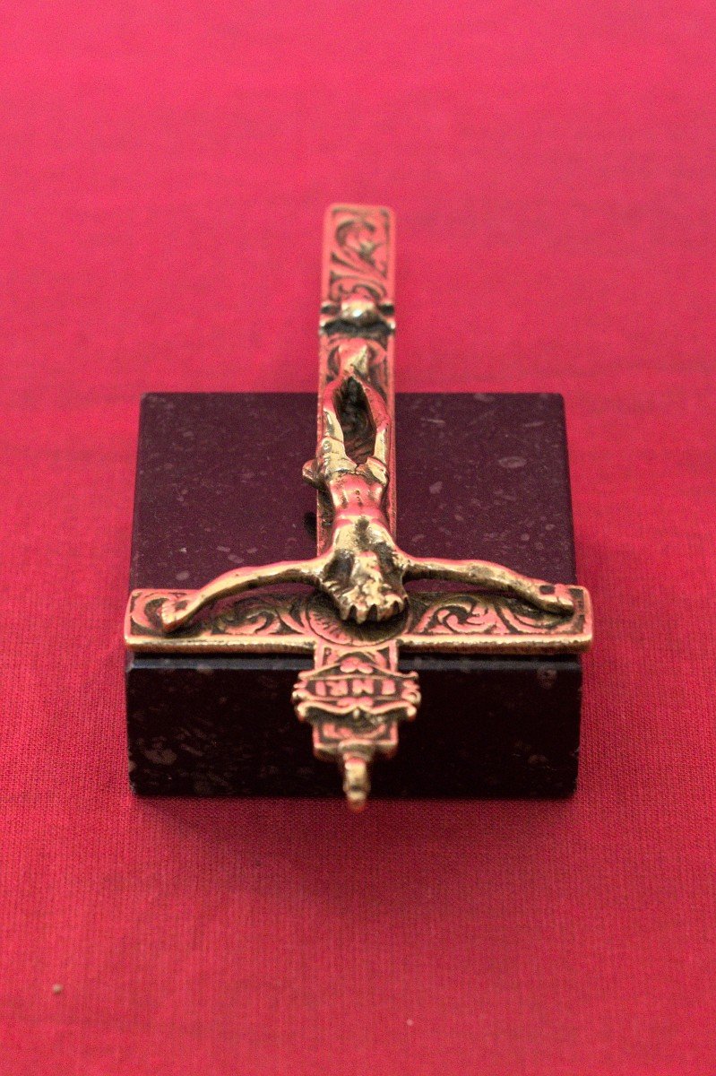 Croix Pectorale  - Bronze - XVIIe 17e Siècle - 17 Religion Crucifix Art Religieux Haute Epoque-photo-2