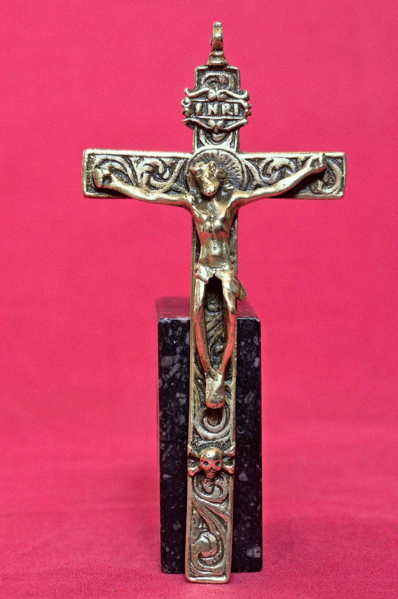 Croix Pectorale  - Bronze - XVIIe 17e Siècle - 17 Religion Crucifix Art Religieux Haute Epoque