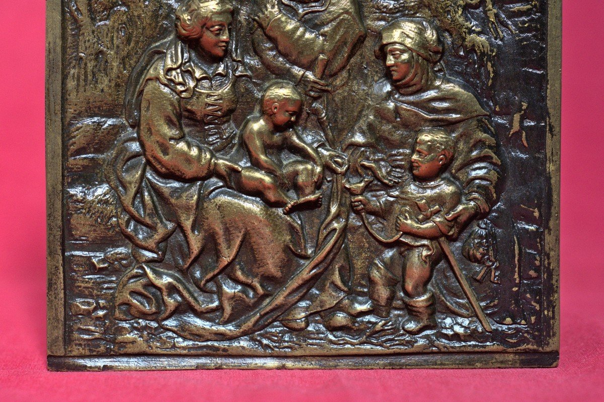 Bronze Plaquette - The Holy Family - 17th Century 17 Haute Epoque-photo-1