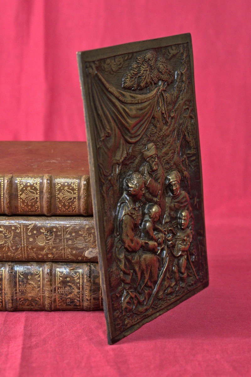 Bronze Plaquette - The Holy Family - 17th Century 17 Haute Epoque-photo-5