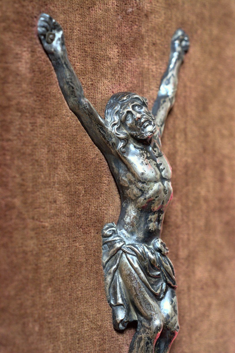 Christ En Argent Massif Repoussé - Corpus Christi - XIXe 19e Siècle - Crucifix Religion 19-photo-4