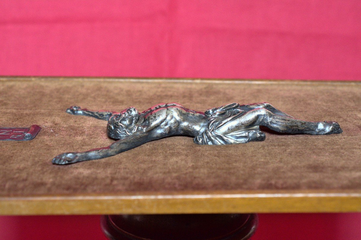 Christ En Argent Massif Repoussé - Corpus Christi - XIXe 19e Siècle - Crucifix Religion 19-photo-3