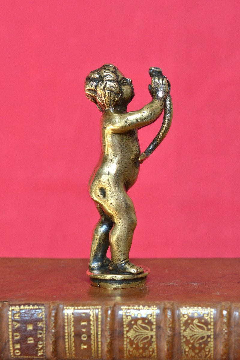 Statuette en Bronze - Hercule Enfant étranglant un Serpent - XVIIe 17e siècle - Haute Epoque 17-photo-3