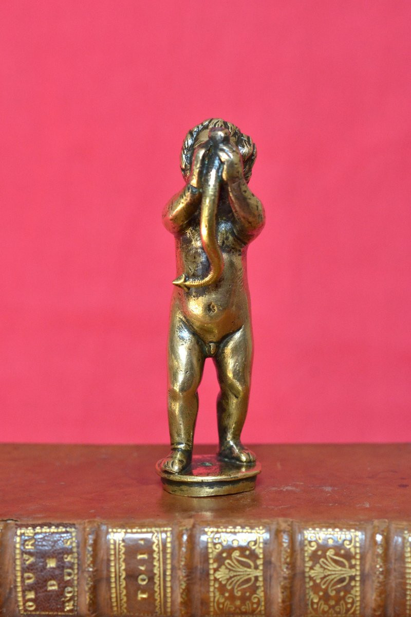 Statuette en Bronze - Hercule Enfant étranglant un Serpent - XVIIe 17e siècle - Haute Epoque 17-photo-5