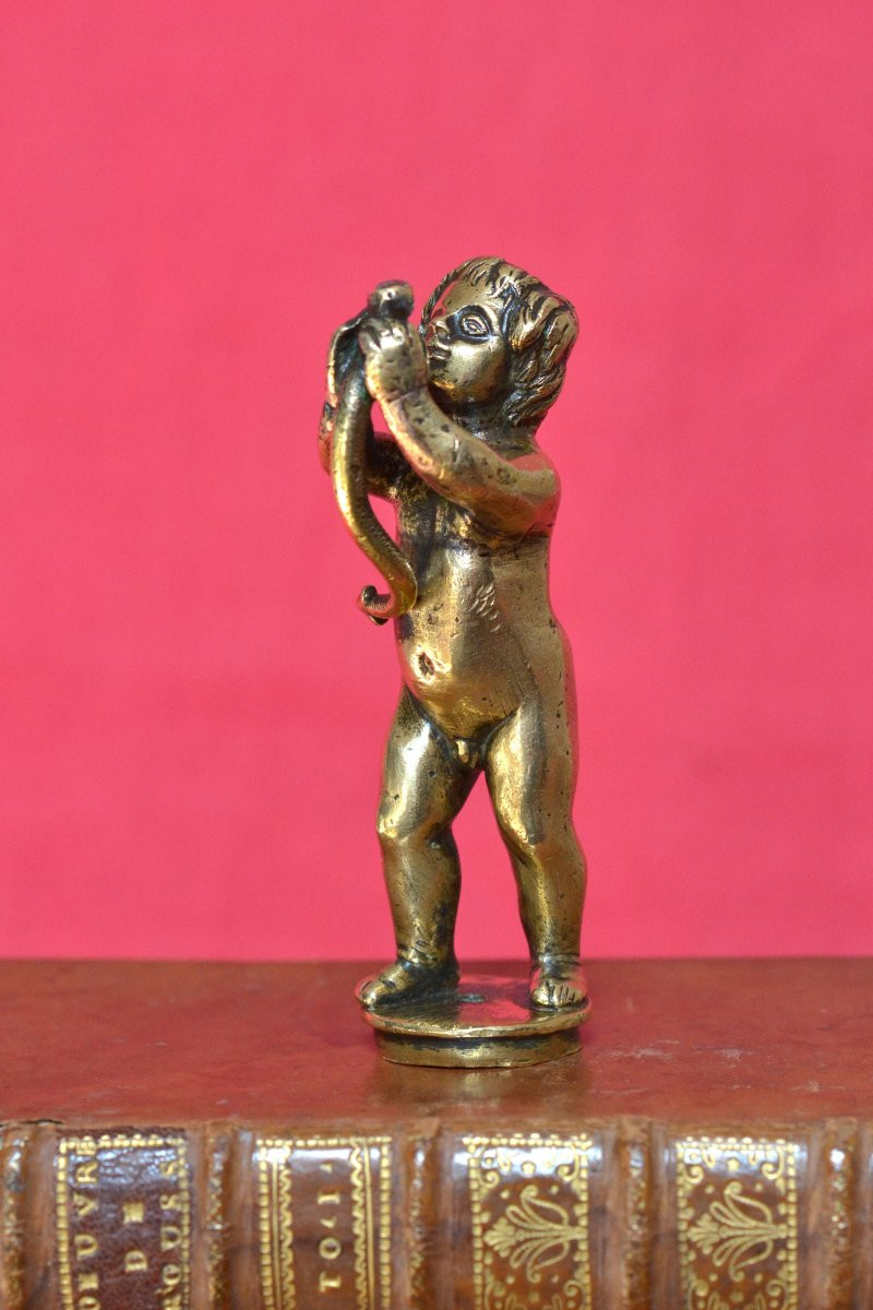 Statuette en Bronze - Hercule Enfant étranglant un Serpent - XVIIe 17e siècle - Haute Epoque 17-photo-6
