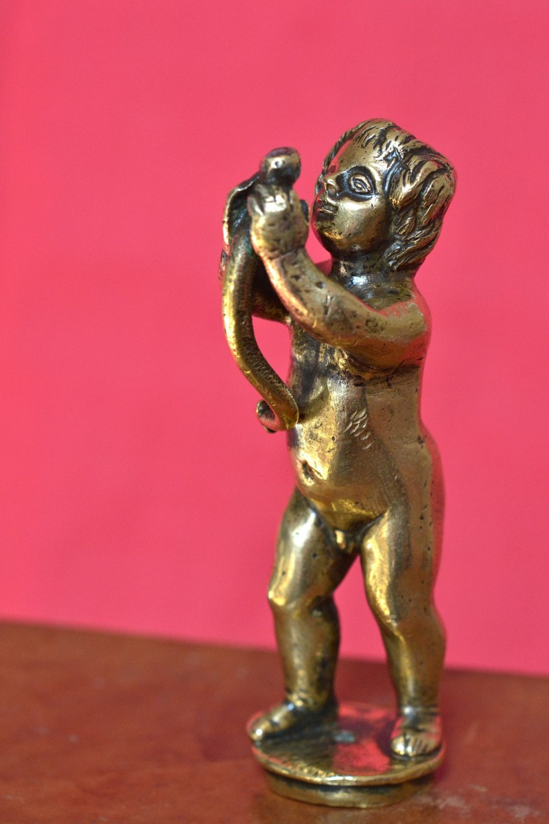 Statuette en Bronze - Hercule Enfant étranglant un Serpent - XVIIe 17e siècle - Haute Epoque 17
